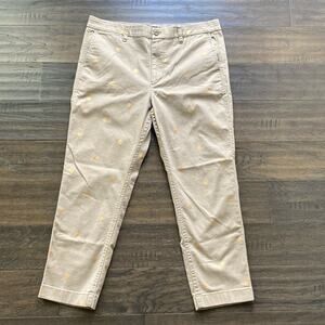 J. CREW Chino Womens Sz 30 Petite Gold Polka Dot Classic Heritage Preppy